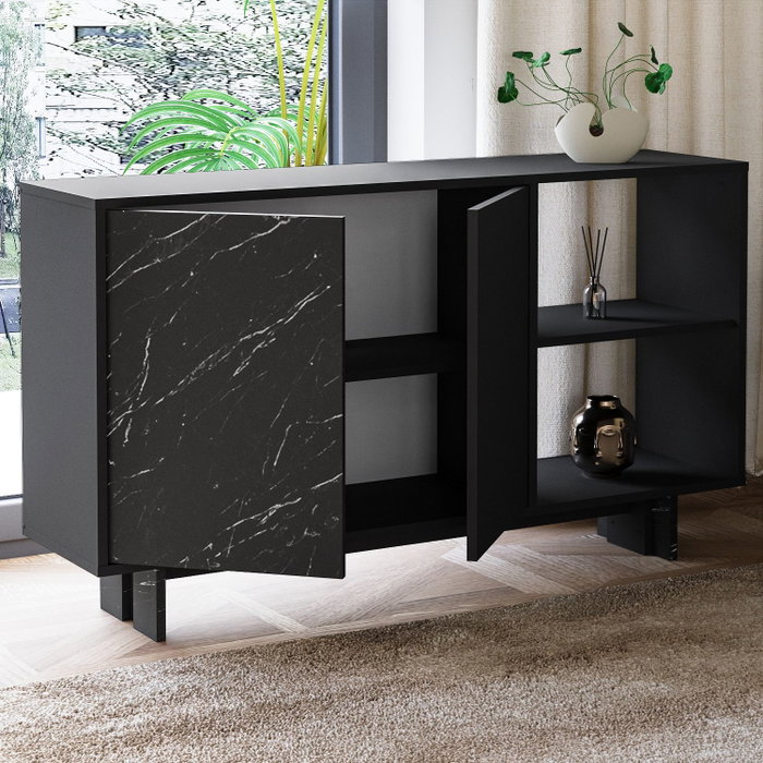 Hanah Home Ravello Consola Negro y Mármol Hanah Home Ravello Consola Negro y Mármol